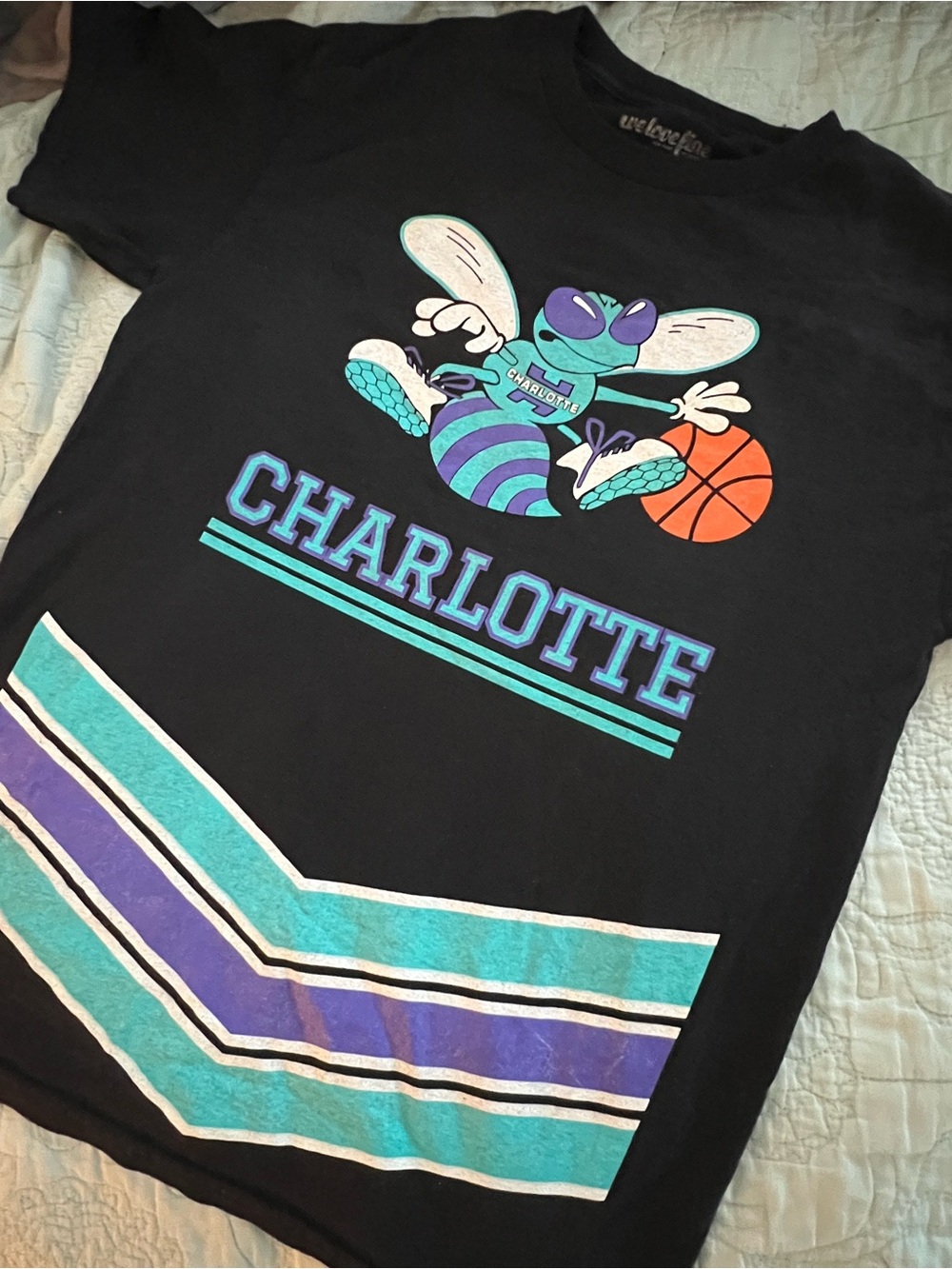 Charlotte Hornets NBA Hardwood Classics T-Shirt Men's M Black Retro Graphic Tee